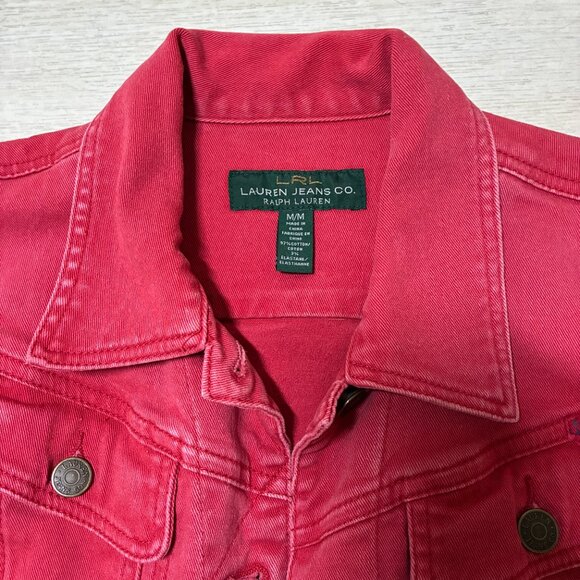 Lauren Jeans Co. Ralph Lauren Women's Red Denim Jacket Size Medium - Picture 2 of 5